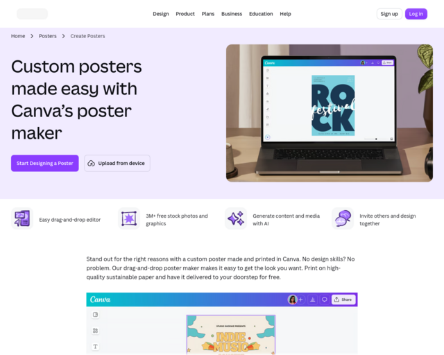 Screenshot of the Canva website