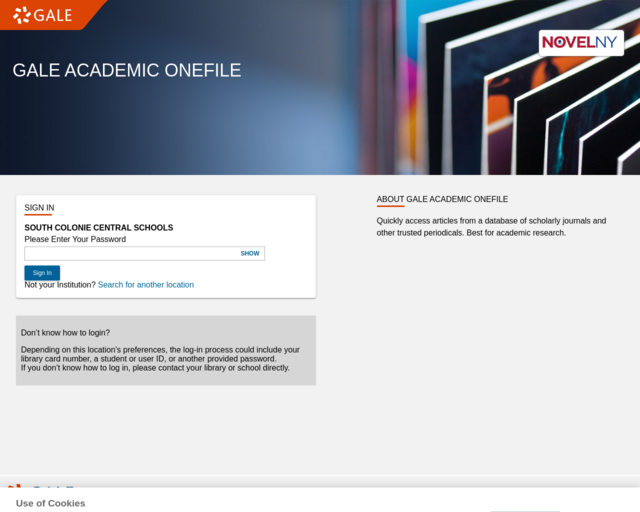 Screenshot of the Gale Academic OneFile website