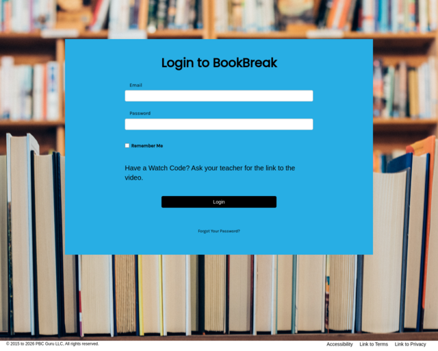 Screenshot of the BookBreak website