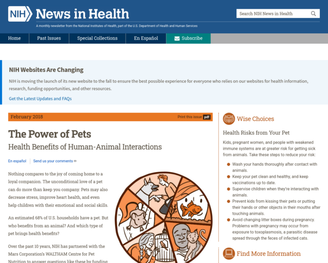 Screenshot of the The Power of Pets website