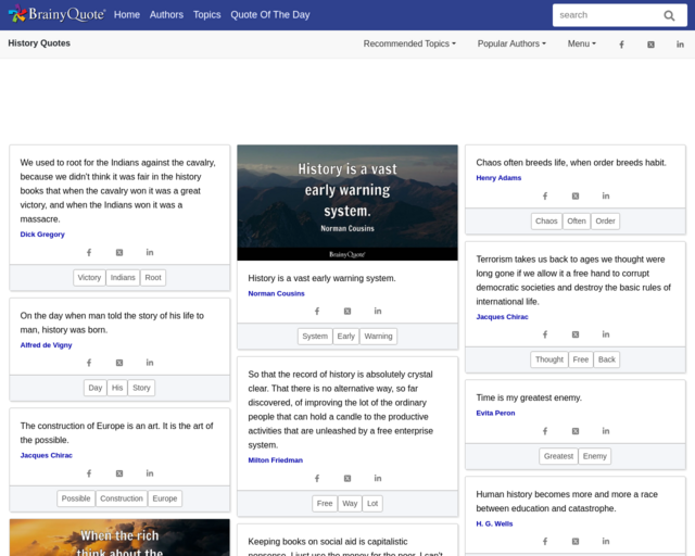 Screenshot of the More quotes! website