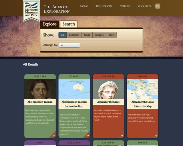 Screenshot of the Mariner's Museum Website website