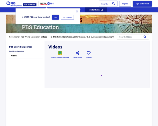 Screenshot of the PBS Videos Website website