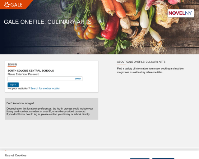 Screenshot of the Gale OneFIle: Culinary Arts website