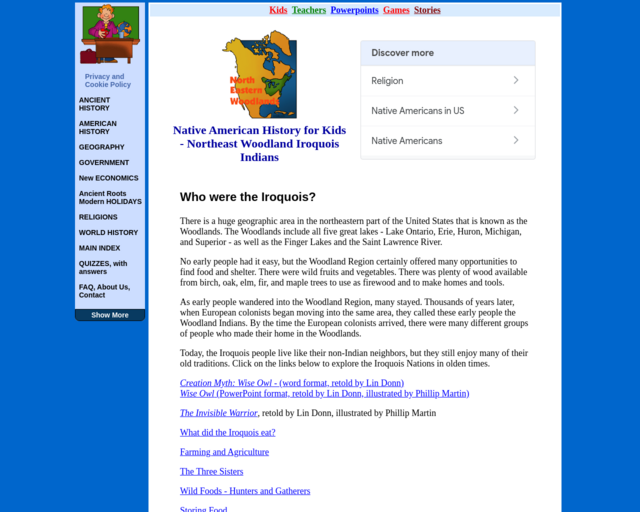 Screenshot of the Iroquois Life website