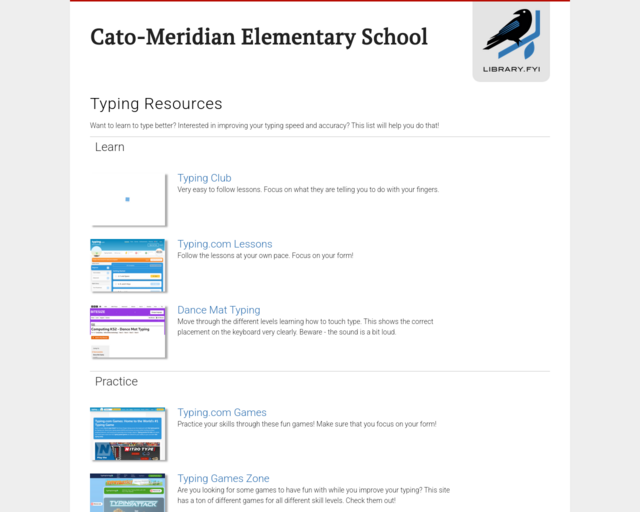 Screenshot of the Typing Resources website