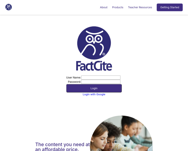 Screenshot of the https://www.factcite.com/useh/6001077full.html website