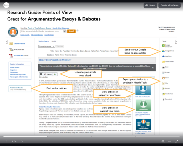 Screenshot of the Database Reference Guides website