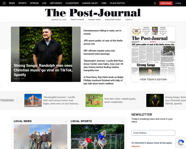 Screenshot of the Post Journal website