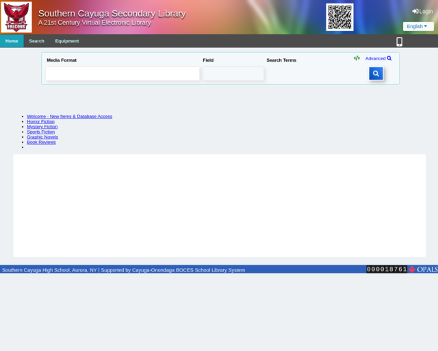 Screenshot of the OPAC website