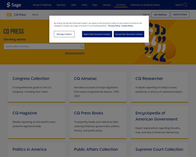 Screenshot of the CQ Researcher website