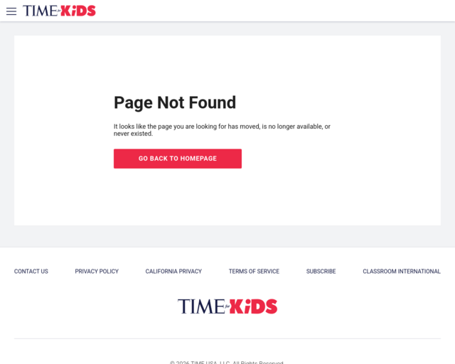 Screenshot of the TIME For Kids Around the World website