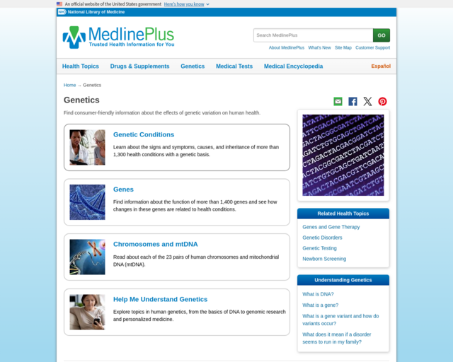 Screenshot of the National Institute of Health and Medicine website