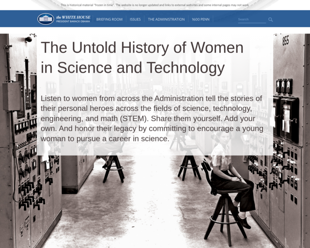Screenshot of the Obama White House: Women in STEM website