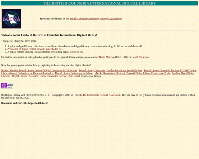 Screenshot of the British Columbia International Digital Library website