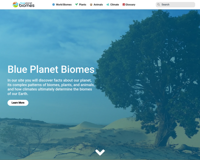 Screenshot of the Blue Planet Biomes website