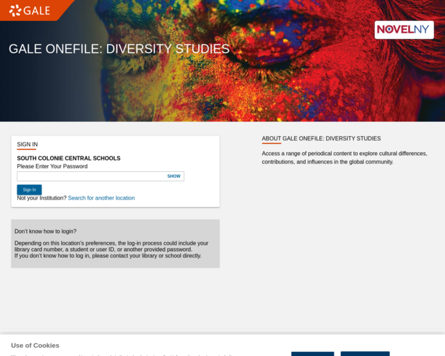 Screenshot of the Gale OneFile: Diversity Studies website