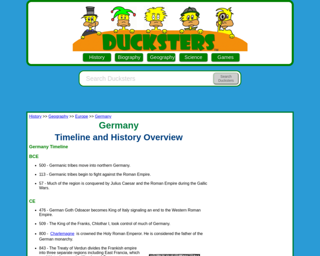 Screenshot of the Germany History website