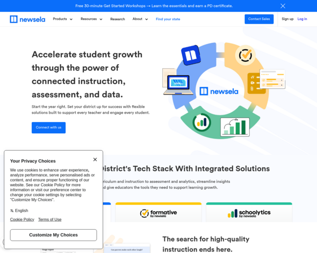 Screenshot of the Newsela website