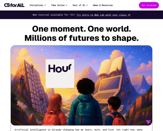 Screenshot of the Hour of Code website
