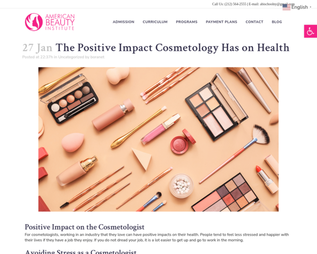 Screenshot of the Cosmetology & Positive Self Image website