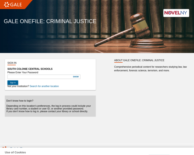 Screenshot of the Gale OneFile: Criminal Justice website