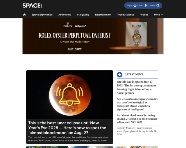 Screenshot of the Space.com website