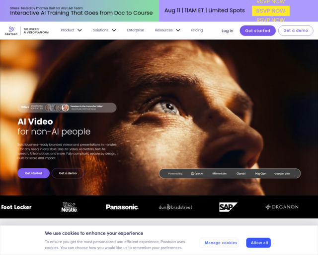 Screenshot of the PowToon website