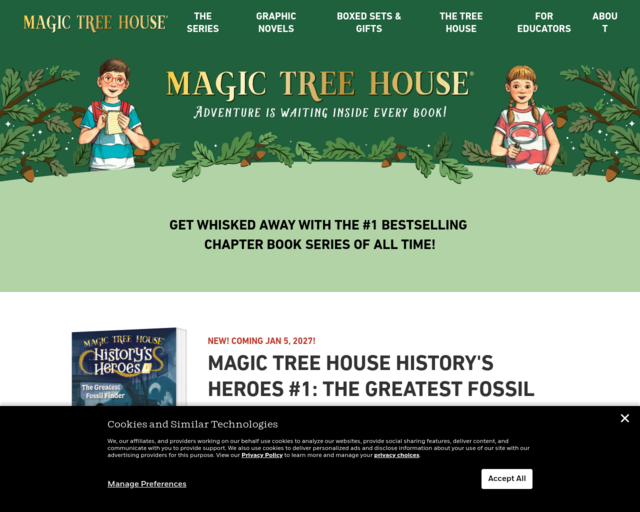 Screenshot of the Magic Tree House website
