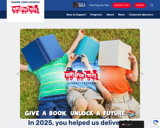 Screenshot of the Toys for Tots website
