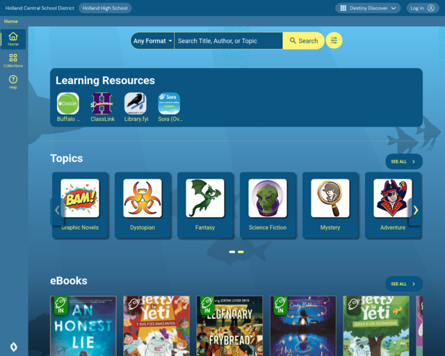 Screenshot of the OPAC website