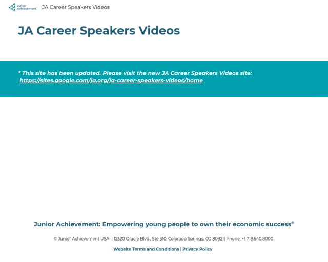Screenshot of the Career Speaker Videos website