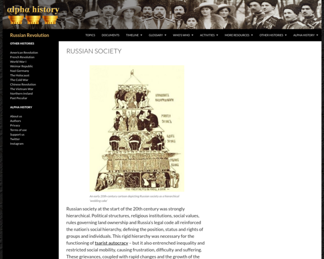 Screenshot of the Russian Culture and Society website