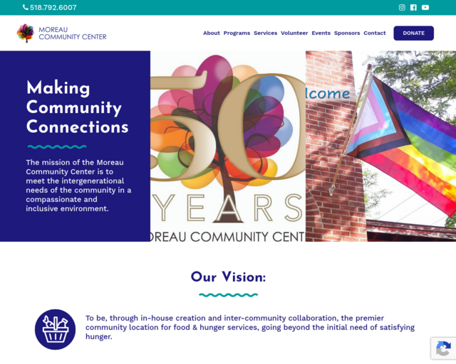 Screenshot of the Moreau Community Center website