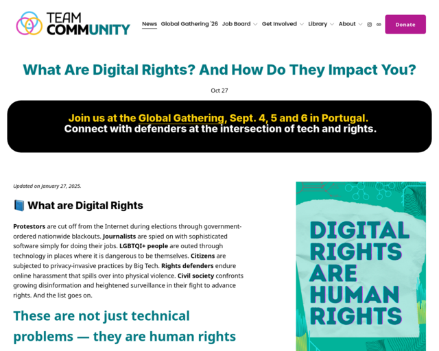 Screenshot of the What are Digital Rights? website