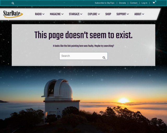 Screenshot of the Star Date website