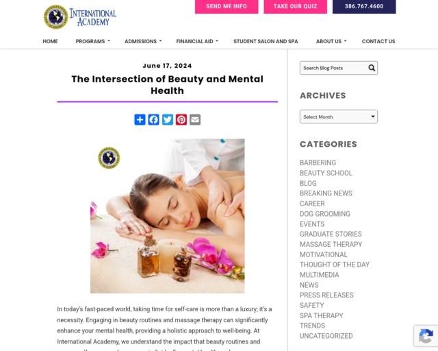 Screenshot of the Beauty & Mental Health website
