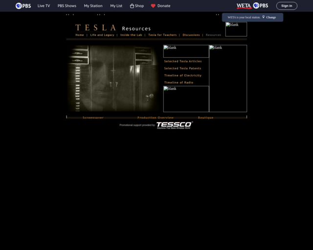 Screenshot of the PBS Resource List website