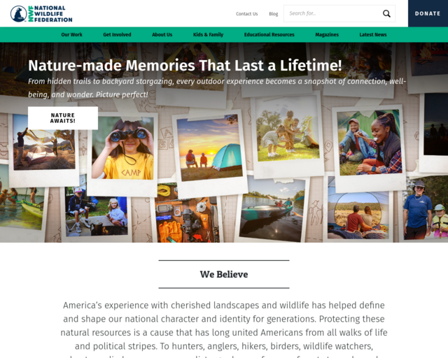 Screenshot of the National Wildlife Federation website