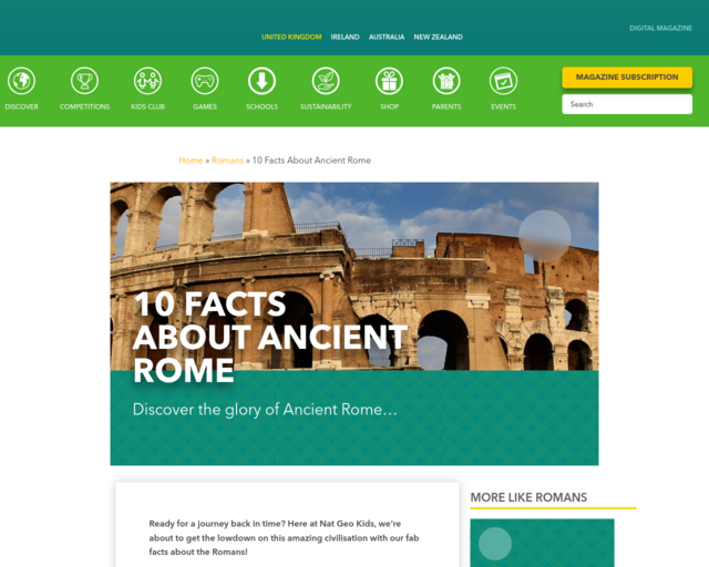 Screenshot of the National Geographic website