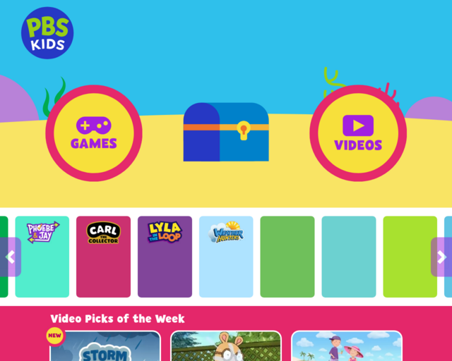 Screenshot of the PBS Kids website