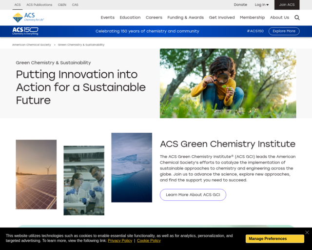 Screenshot of the American Chemistry Society - Endangered Elements website