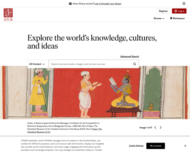 Screenshot of the JSTOR website