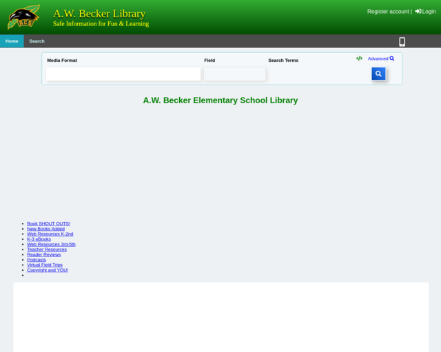Screenshot of the OPAC website