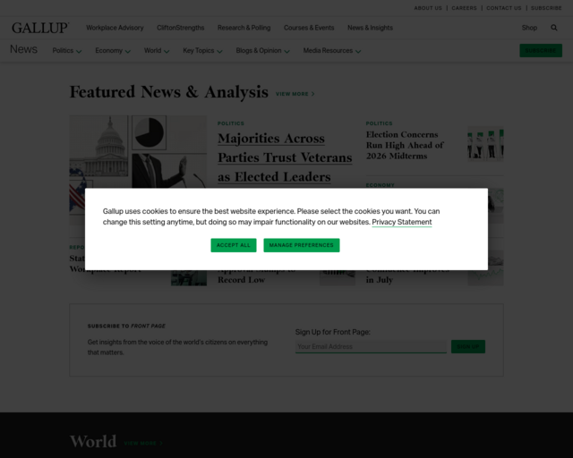 Screenshot of the Gallup News website