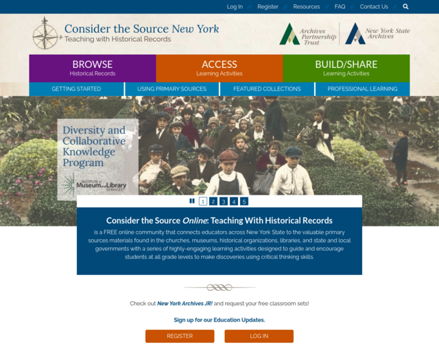 Screenshot of the Consider the Source website