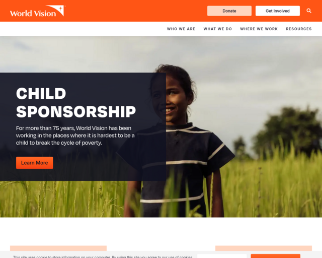 Screenshot of the World Vision International website