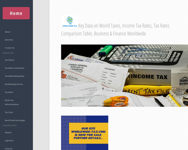 Screenshot of the Tax Rates Around the World website