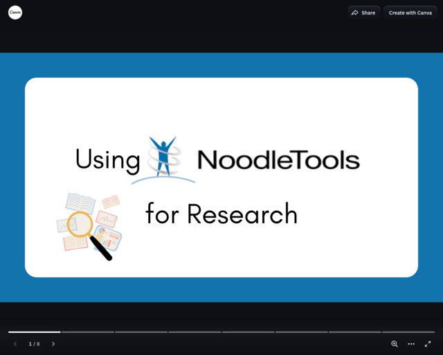 Screenshot of the Using NoodleTools for Research website