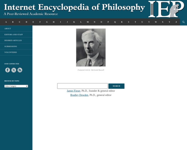 Screenshot of the Internet Encyclopedia of Philosophy website
